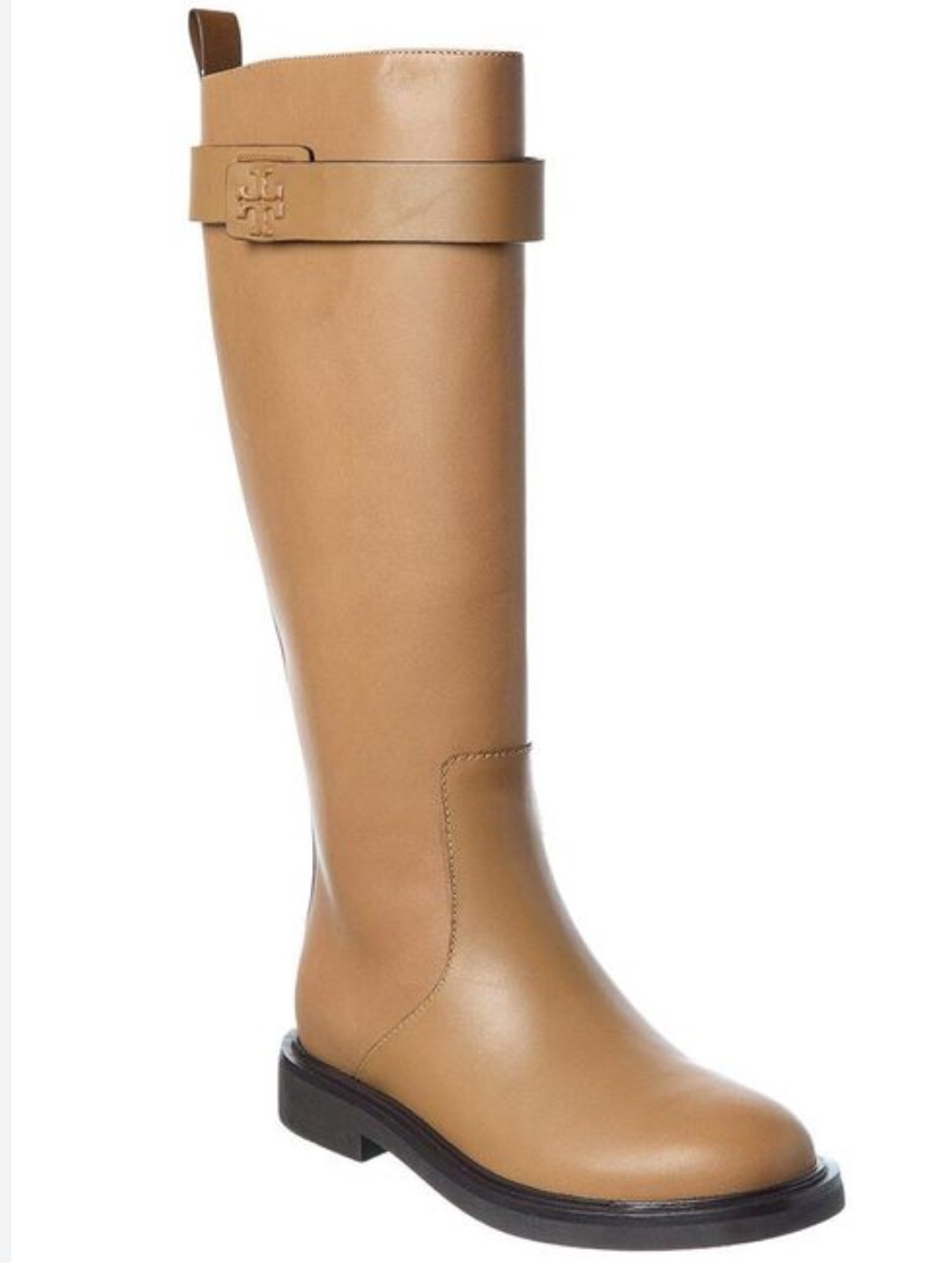Tory Burch Double T Utility Knee High Leather Tall Boots, Almond, Size 10, NWOT